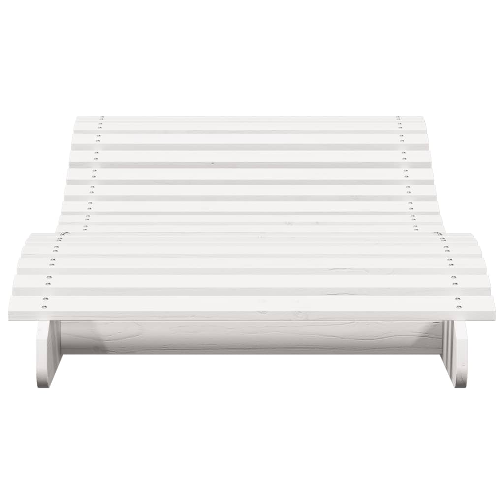 Tumbona De Madera Maciza De Pino Blanca 205x80x31,5 Cm / Vetonek_5