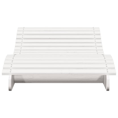 Tumbona De Madera Maciza De Pino Blanca 205x80x31,5 Cm / Vetonek_5