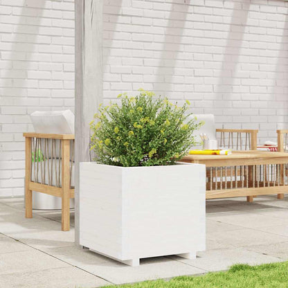 Jardinera Madera Maciza De Pino Blanco 50x50x49,5 Cm_2