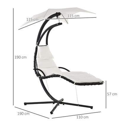 Outsunny Silla Colgante Con Soporte Toldo 190x110x190 Cm Crema_2