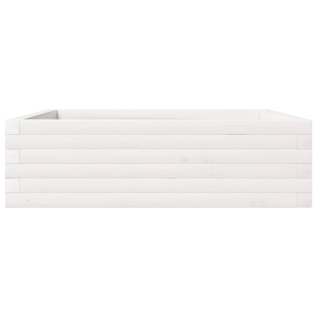 Jardinera De Madera Maciza De Pino Blanca 80x80x23 Cm_4