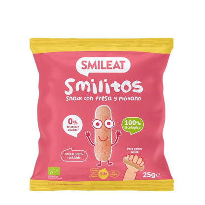 Smilitos, Morango Biológico e Minhocas de Banana Smileat, 25g