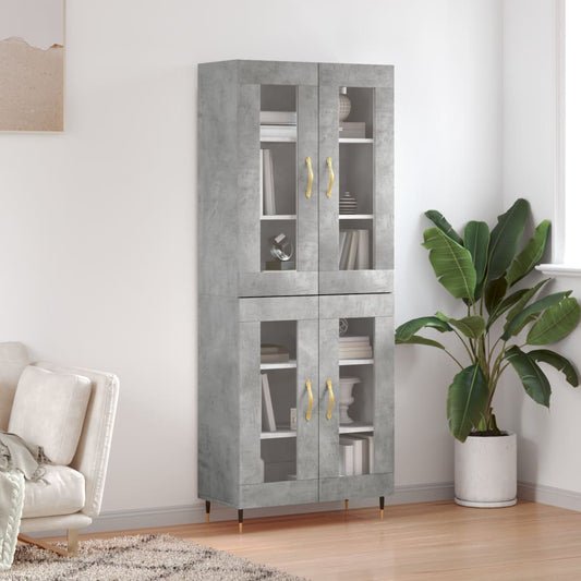 Aparador Alto Madera Contrachapada Gris Hormigón 69,5x34x180 Cm_0