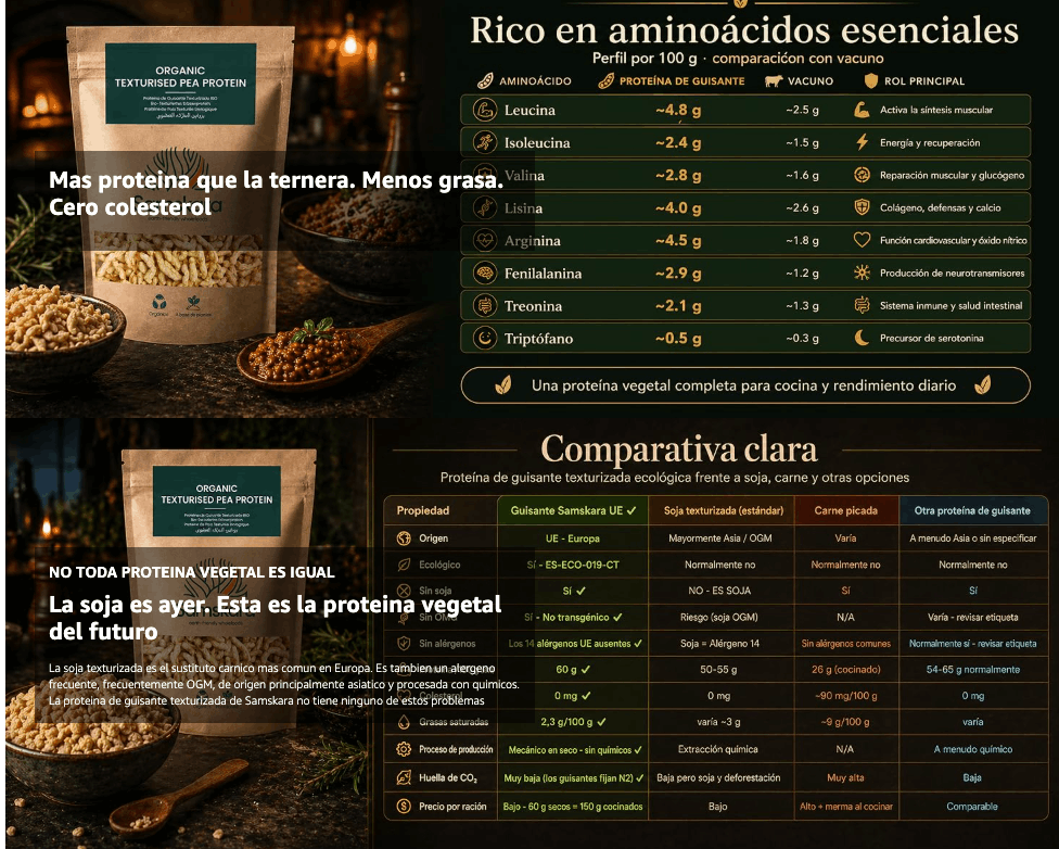 Proteína De Guisante Texturizada Bio - 500g | Proteína Vegetal Ecológica Vegana Para Batidos Y Repostería_5