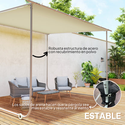 Outsunny Pérgola 3x3 M Con Ruedas Protección Uv 30+ Impermeable Crema_5
