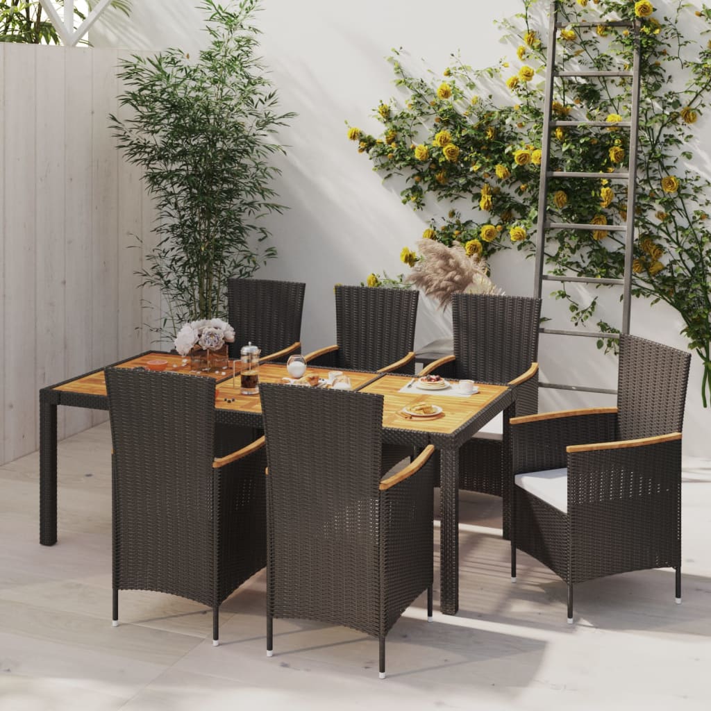 Vidaxl Juego De Comedor De Jardín 7 Piezas Ratán Sintético Negro_1