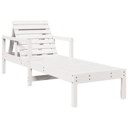 Tumbona De Madera Maciza De Pino Blanca 199,5x62x55 Cm / Vetonek_3