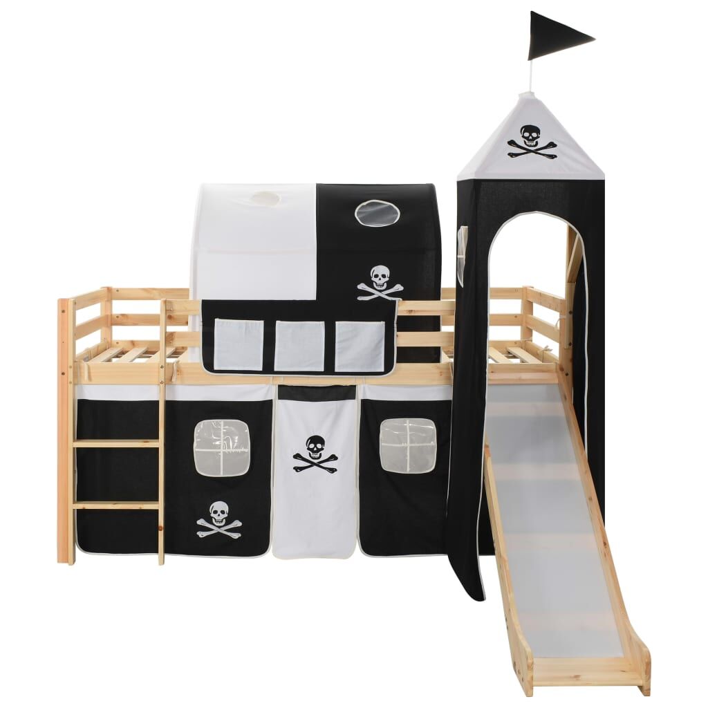 Vidaxl Cama Alta Para Niños Tobogán Y Escalera Madera Pino 97x208 Cm_1