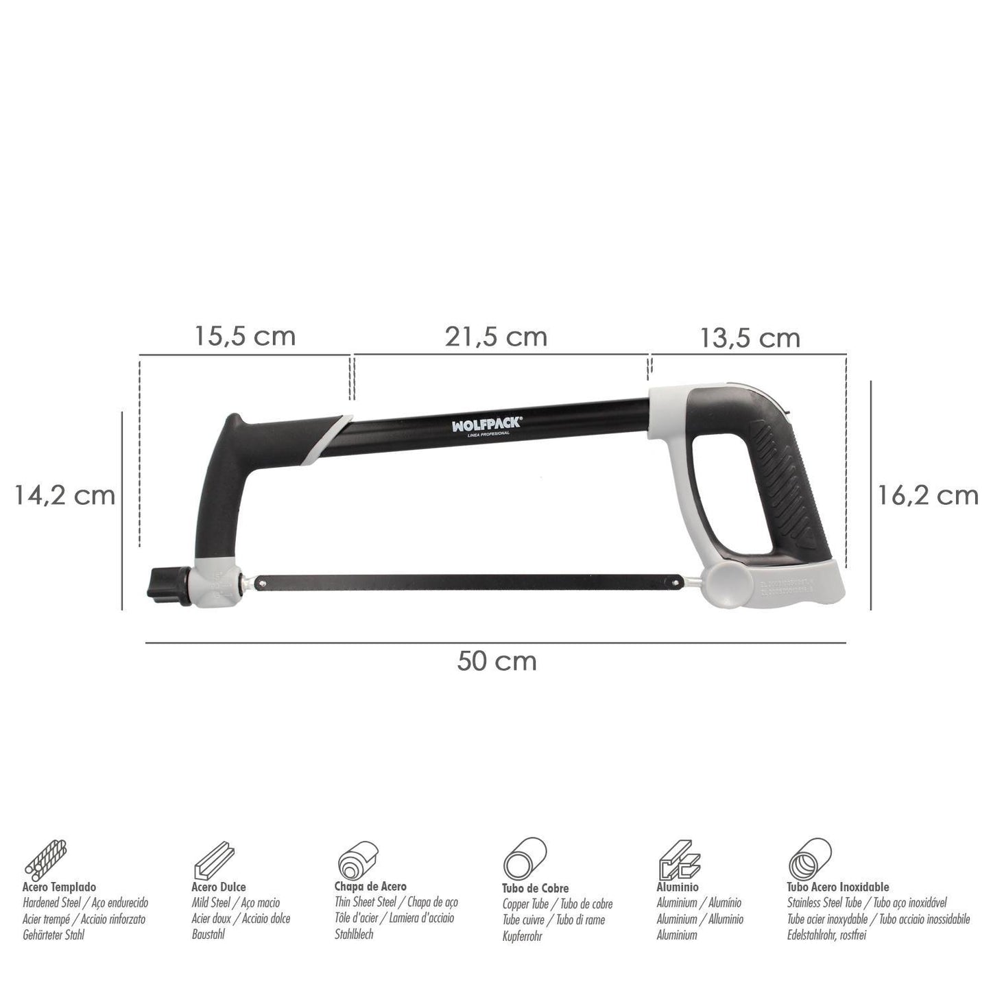 Arco Sierra Acero Con Doble Empuñadura Engomada, Angulo Corte Ajustable. Corta Acero, Aluminio, Madera, Plastico, Cobre_1