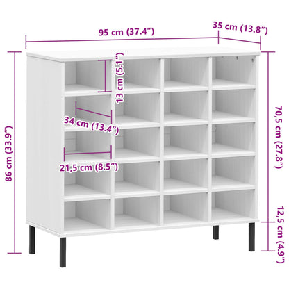 Vidaxl Zapatero Patas De Metal Oslo Madera Maciza Blanco 95x35x86 Cm_2