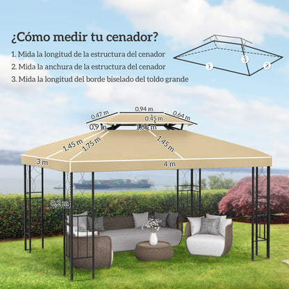 Outsunny Techo De Repuesto Para Cenador 4x3 M 2 Niveles Con 10 Orificios Drenaje_2