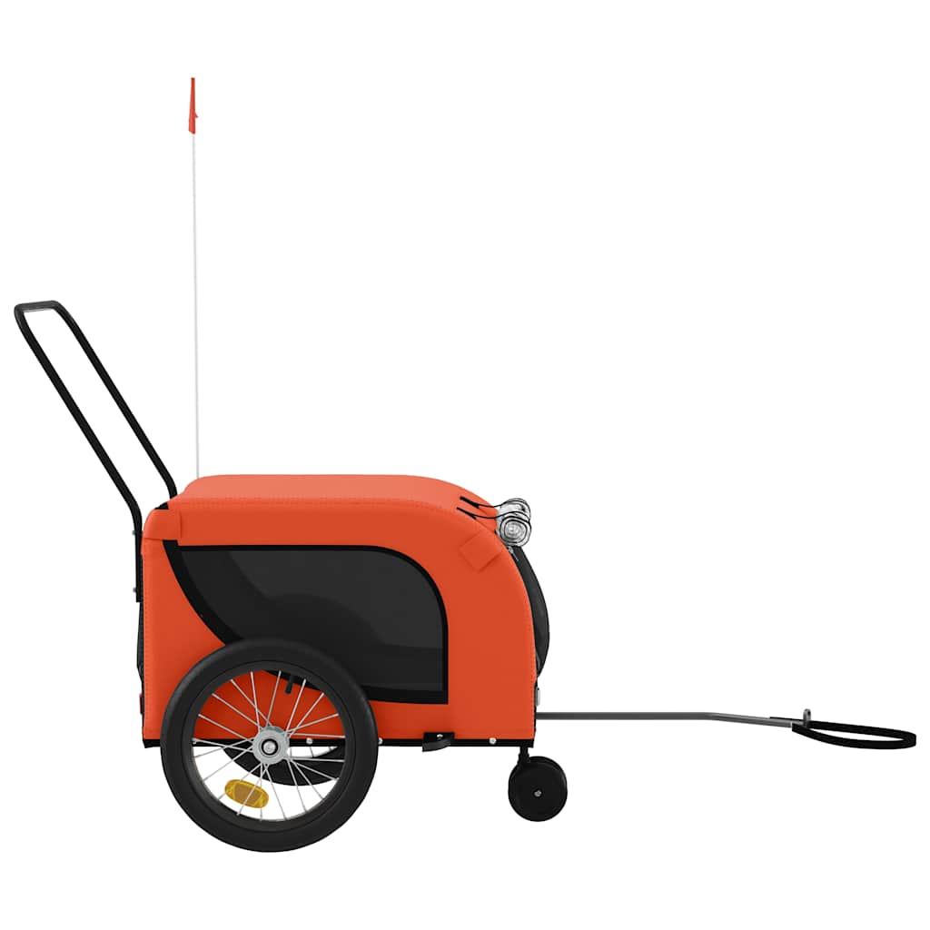 Remolque De Bicicleta Mascotas Hierro Tela Oxford Naranja Negro_4