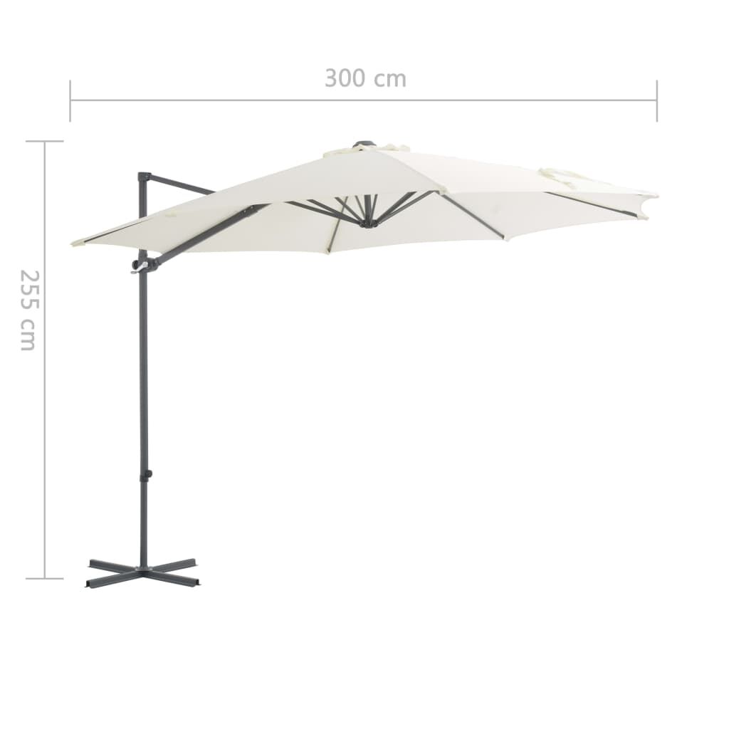 Vidaxl Sombrilla De Jardín Voladiza Con Palo De Acero Arena 300 Cm_2