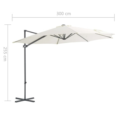 Vidaxl Sombrilla De Jardín Voladiza Con Palo De Acero Arena 300 Cm_2