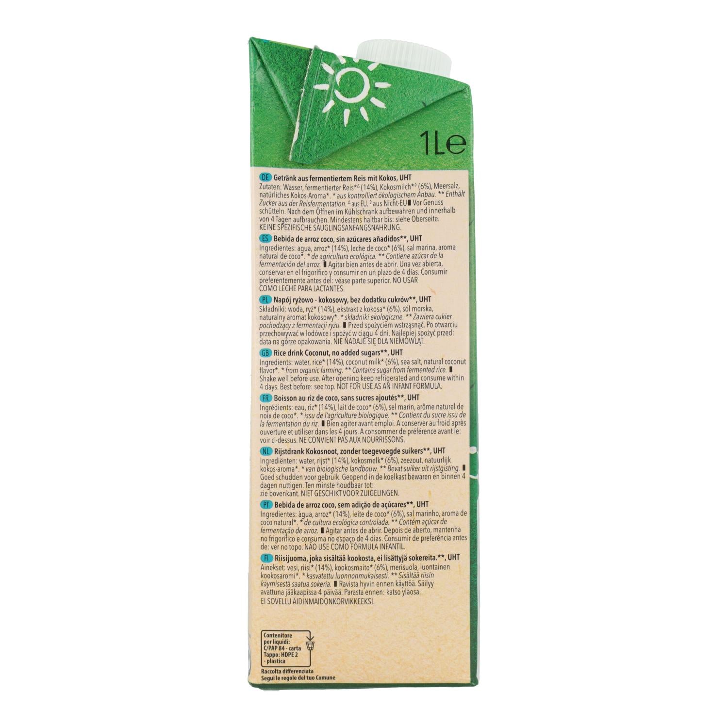 Pack 8 x Bebida Arroz Coco Bio Natumi 1 L