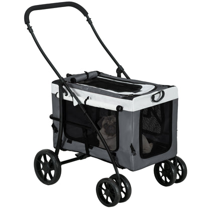 Pawhut Cochecito Para Perros Pequeños Plegable Con Vagón Desmontable Gris_1