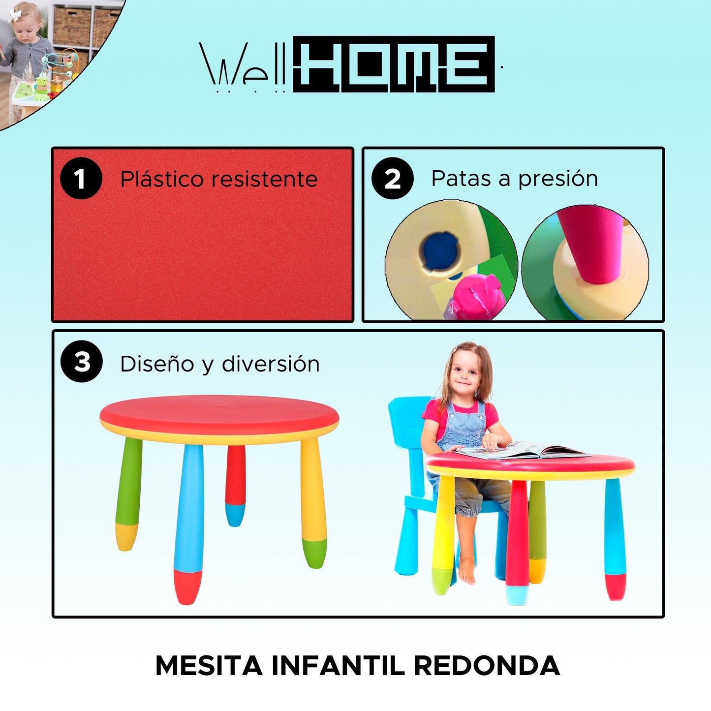Mesita Infantil Rectangular Roja, Y 2 Sillas_1
