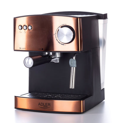 Cafetera Espresso Manual 15 Bares 1,6 L, Brazo Doble Salida, Espumador Leche, Calientatazas Adler Ad4404cr Cobre_0