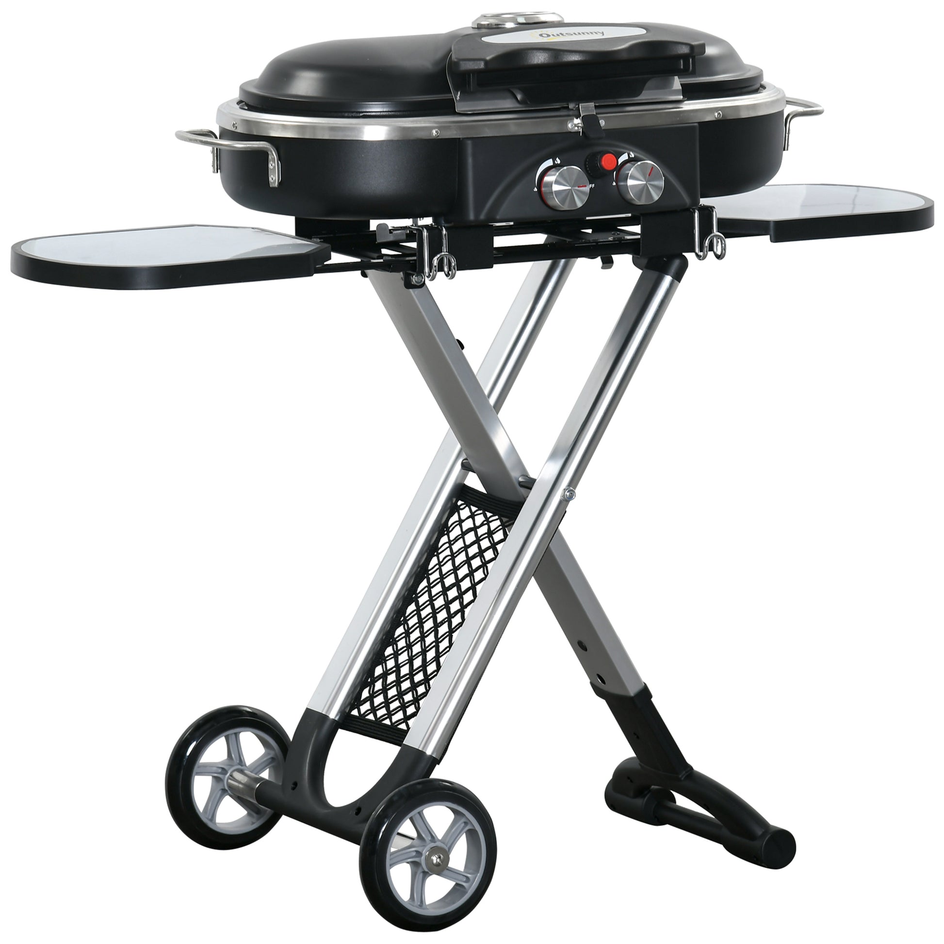 Outsunny Barbacoa De Gas Plegable Con 2 Quemadores 100x41,6x82,5 Cm Negro_0