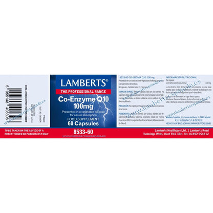 Coenzima Q10 100 mg Lamberts, 60 cápsulas