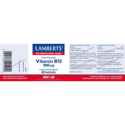 Vitamina B12 60 comprimidos de 1000mg