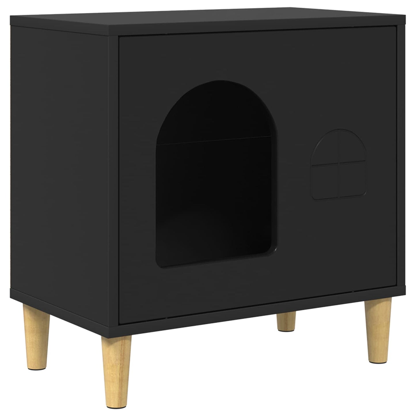 Casa Para Gatos Negro 51 X 30 X 52 Cm Madera De Ingeniería_0