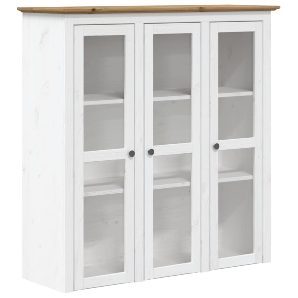 Armario Con Puertas De Vidrio Bodo Madera De Pino Blanco Marrón / Vetonek_0
