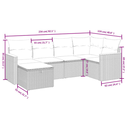 Set De Muebles De Jardín 6 Pzas Y Cojines Ratán Sintético Gris / Vetonek_2