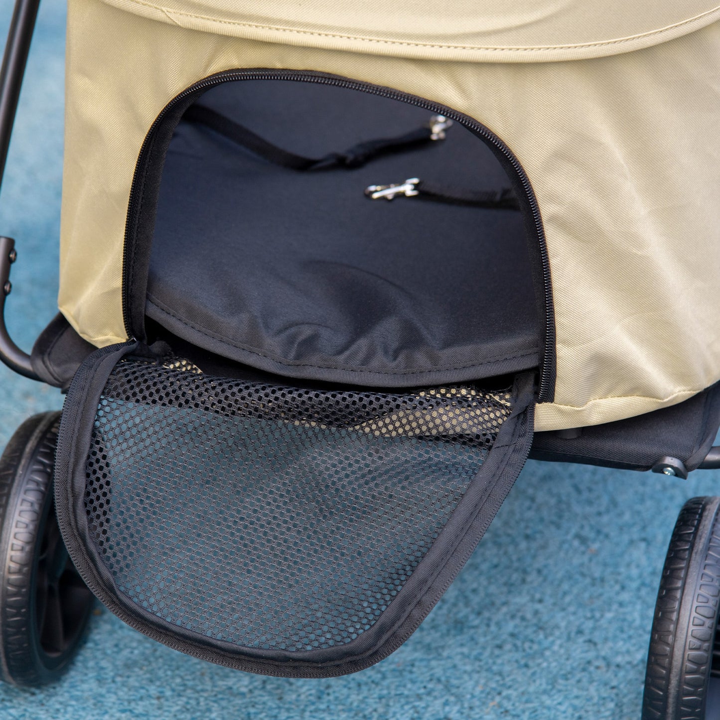 Pawhut Carrito Para Perros 2 En 1 Plegable Con Correas De Seguridad Caqui_4