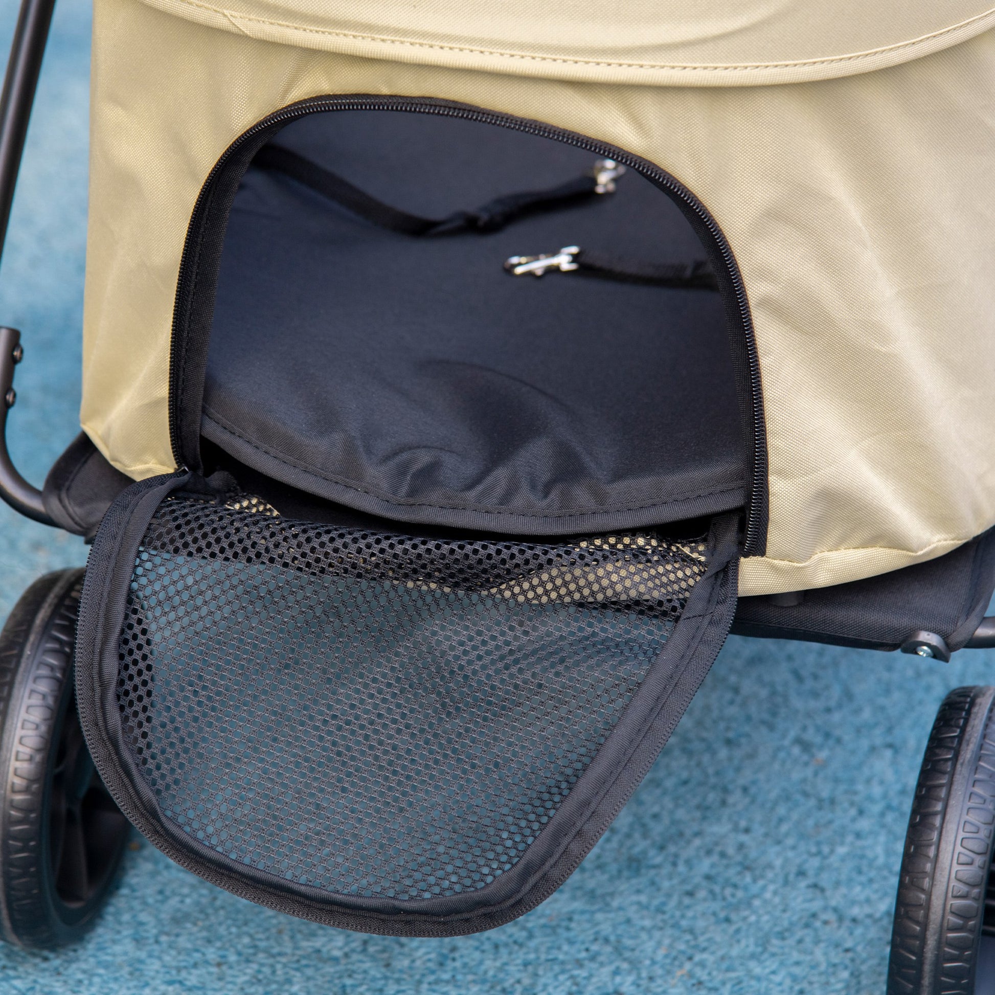 Pawhut Carrito Para Perros 2 En 1 Plegable Con Correas De Seguridad Caqui_4