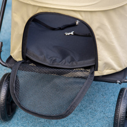 Pawhut Carrito Para Perros 2 En 1 Plegable Con Correas De Seguridad Caqui_4