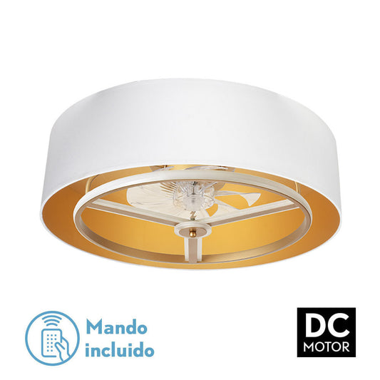 Ventilador Dc Anuska 60w Blanco/oro-oro 70d 8 Aspas 6 Veloc. 5100lm 3 Colores Remoto,memoria,reg.intensidad,temporizador_0