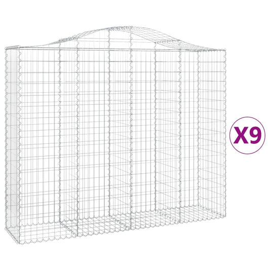 Cestas De Gaviones 9 Uds Forma De Arco Hierro 200x50x160/180 Cm_0