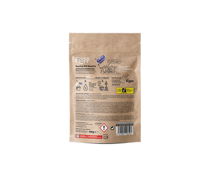 Produto de limpeza de pavimentos ECO pH neutro, embalagem doypack, Flopp, 20 cápsulas