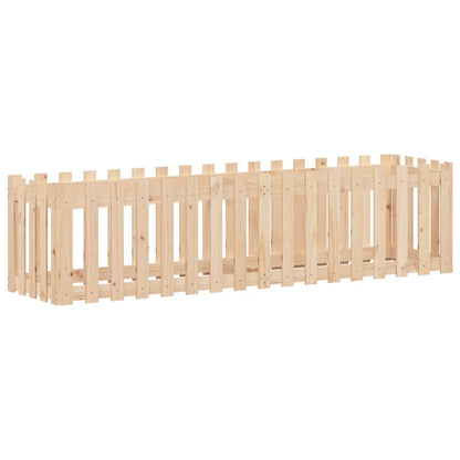 Arriate Elevado Jardín Con Valla Madera Maciza Pino 200x50x50cm_0