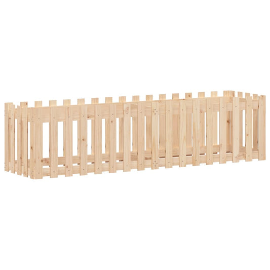 Arriate Elevado Jardín Con Valla Madera Maciza Pino 200x50x50cm_0