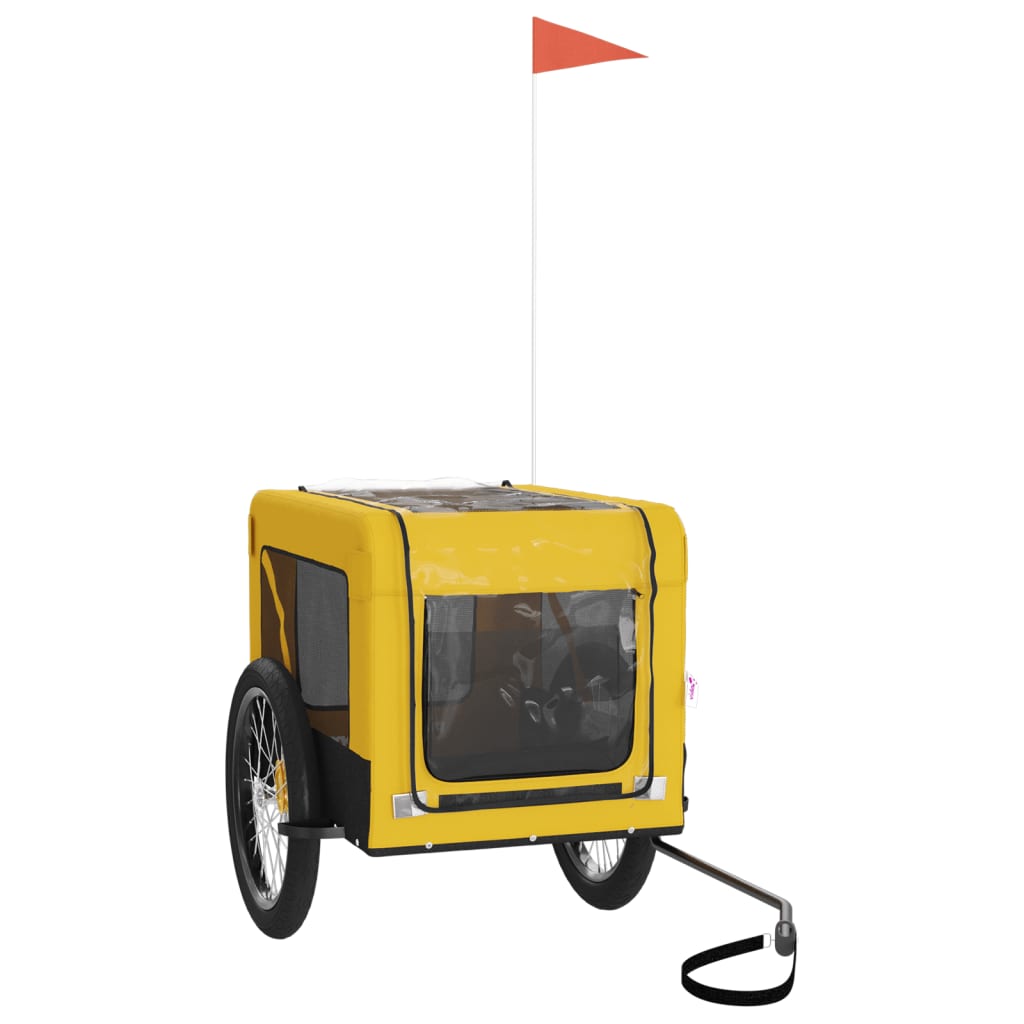 Remolque Bicicleta Mascotas Hierro Tela Oxford Amarillo Negro_3