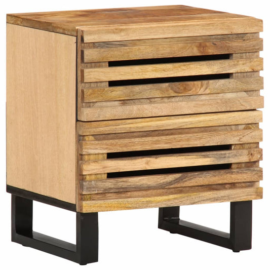 Mesitas De Noche 2 Uds Madera Maciza Mango Rugosa 40x34x46 Cm_0