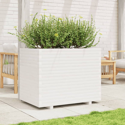 Jardinera Madera Maciza De Pino Blanco 90x60x72,5 Cm_2