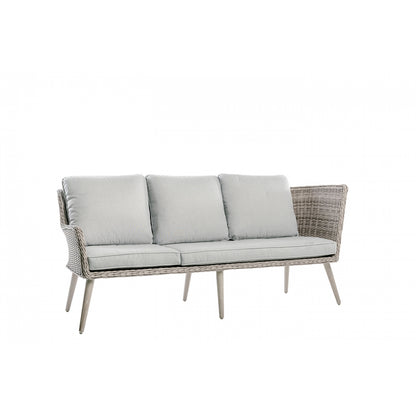Conjunto De Jardín Esquinero Havana Para 6 Personas En Resina Redonda Beige Gris Y Aluminio 2 Sofás + 1 Mesa De Centro - Muebles De Jardín_2