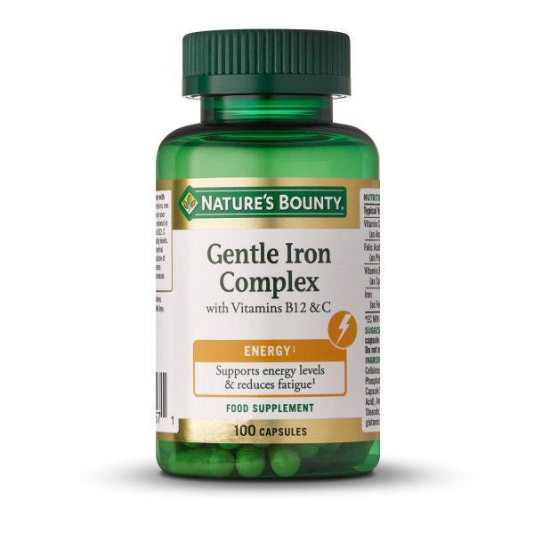 Ferro complexo suave com vitamina C e B12 100 cápsulas Nature's Bounty