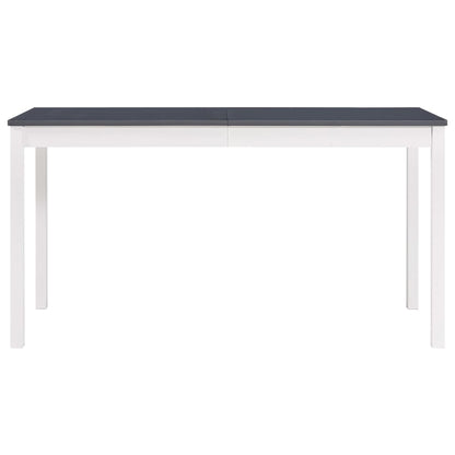 Mesa De Comedor De Madera De Pino Blanco Y Gris 140x70x73 Cm_0