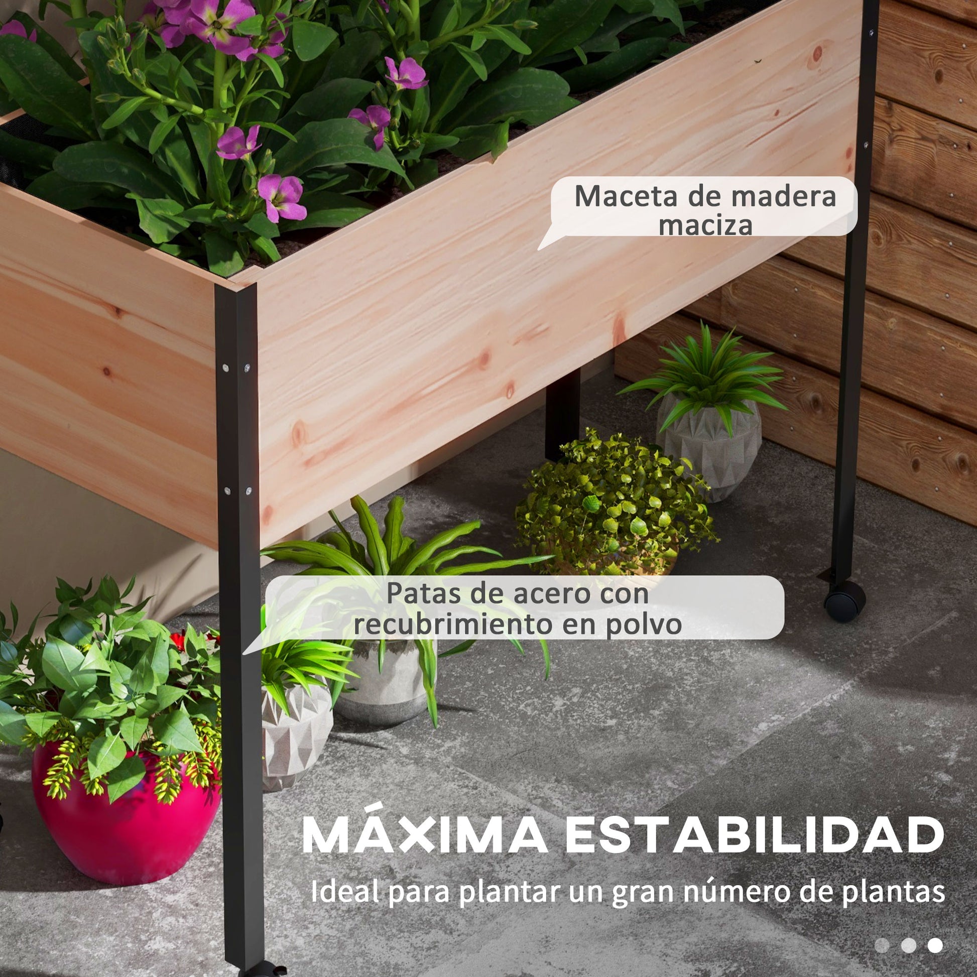 Outsunny Mesa De Cultivo Con Ruedas 99x42x81 Cm Con Tela No Tejida Natural_5