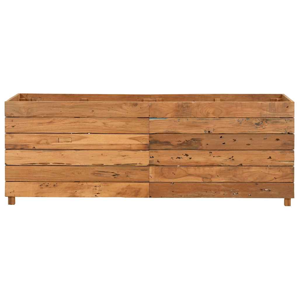 Arriate Elevado Madera De Teca Reciclada Y Acero 150x40x55 Cm_2