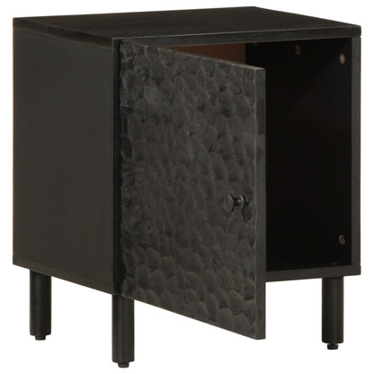 Mesita De Noche De Madera Maciza De Mango Negra 40x33x46 Cm_0