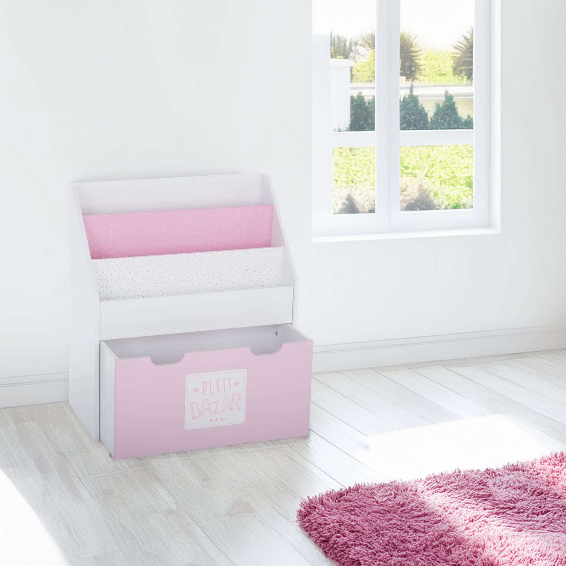 Estantería Con Cajón Y Ruedas Rosa 62,7x30x70cm_3