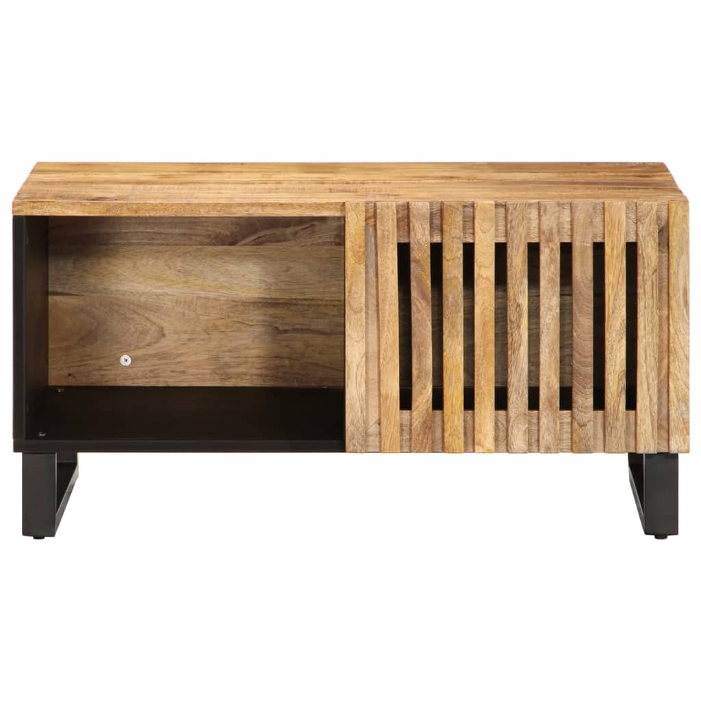 Mesa De Centro De Madera Maciza De Mango Rugosa 80x51x40 Cm_0