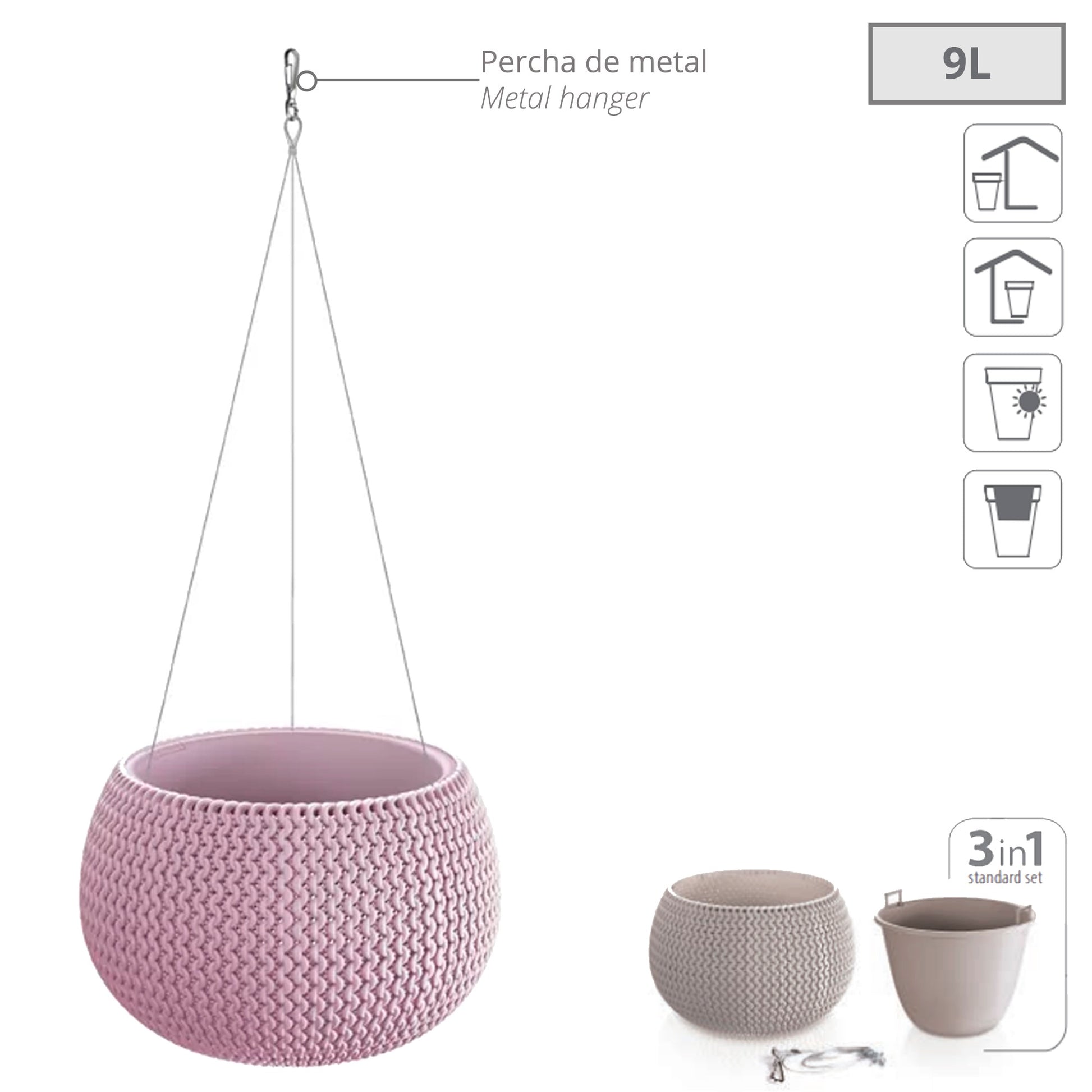 Maceta Splofy Bowl Ws 9l., Con Depósito, Dimensiones (mm) 370x370x218, Color Arándano Claro_2