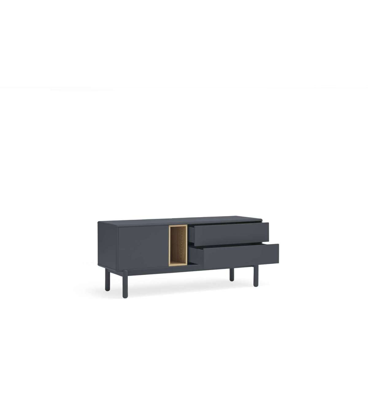Mueble Para Televisión Modelo Corvo 1 Puerta 2 Cajones Acabado Gris Antracita, 140cm(anch_1