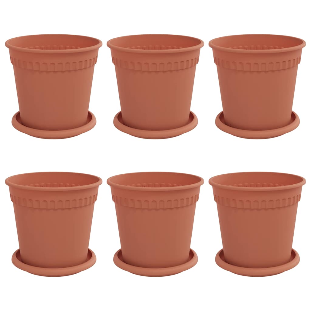Macetas 6 Pcs Rojo Ladrillo Ø 17 X 14 Cm Plástico_0